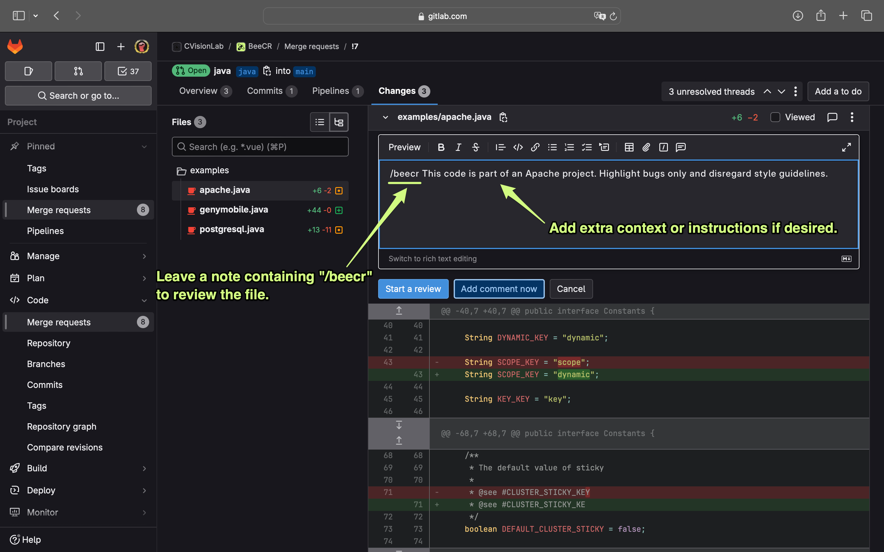 trigger the certain file